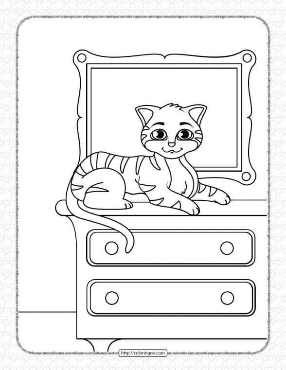 Printable Cat on The Closet Coloring Page 1 printable cat on the closet coloring page