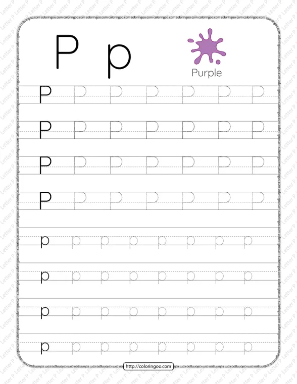 Printable Dotted Letter P Tracing Pdf Worksheet 1 printable dotted letter p tracing pdf worksheet