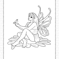 printable fairy on flower coloring page