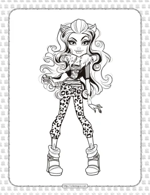 Printable Monster High Clawdeen Wolf Coloring Page
