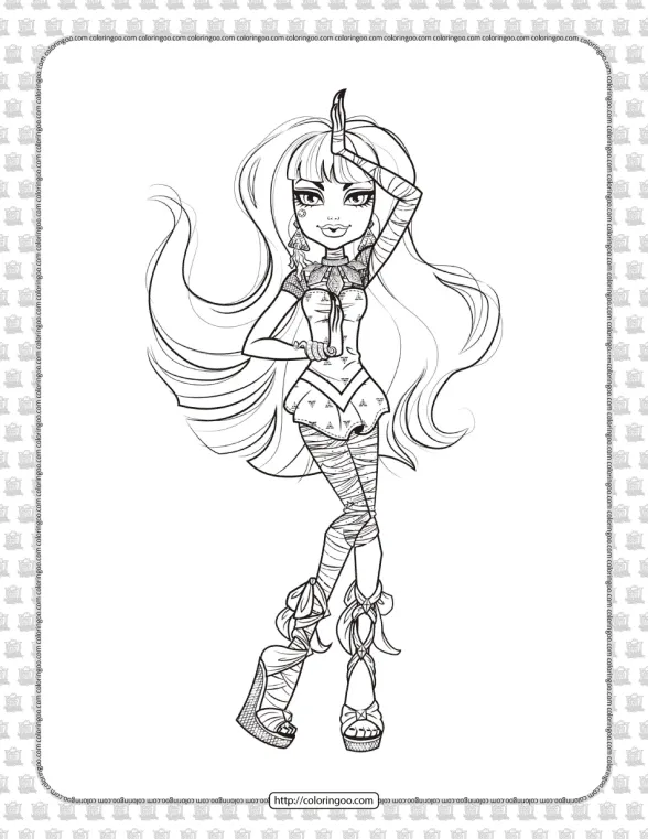 Printable Monster High Cleo De Nile Coloring Page 1 printable monster high cleo de nile coloring page