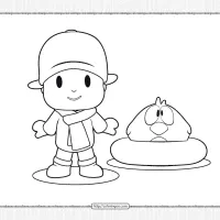 printable pocoyo and sleepy bird coloring page