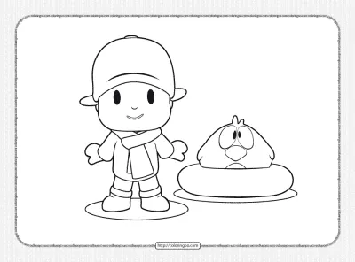 Printable Pocoyo and Sleepy Bird Coloring Page