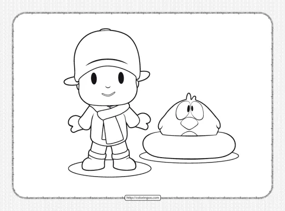 Printable Pocoyo and Sleepy Bird Coloring Page 1 printable pocoyo and sleepy bird coloring page