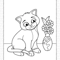 printable the cat next to the vase coloring page