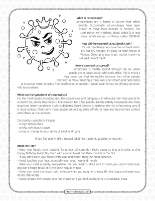 Printable What is Coronavirus Worksheet