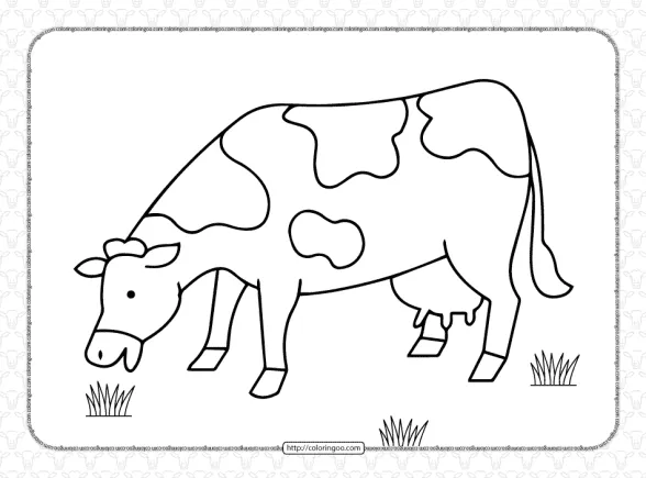 Free Printable Grazing Cow Coloring Page 1 free printable grazing cow coloring page