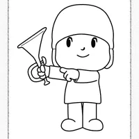 free printable pocoyo trumpet coloring page