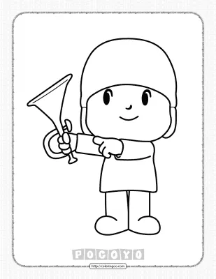 Free Printable Pocoyo Trumpet Coloring Page