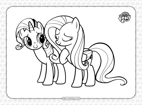 MLP Rarity and Fluttershy Coloring Page 1 mlp rarity and fluttershy coloring page