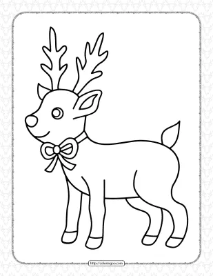 Printable Christmas Deer Coloring Page