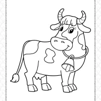Printable Cow with a Bell Coloring Page 3 printable cow with a bell coloring page