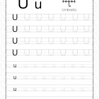 printable dotted letter u tracing pdf worksheet