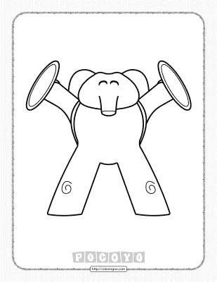 Printable Pocoyo Elly and Her Cymbals Coloring Page