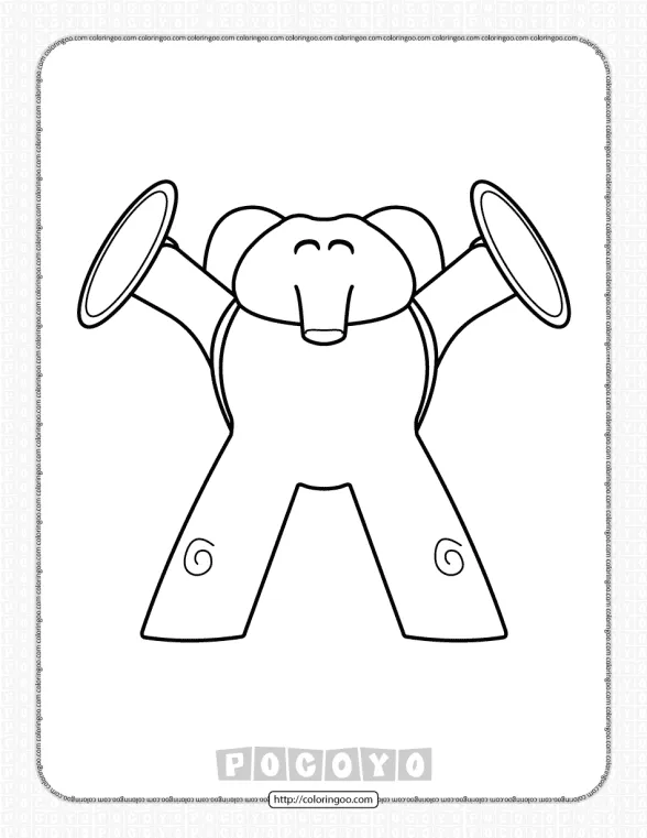 printable pocoyo elly and her cymbals coloring page