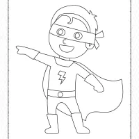 boy wearing superhero costume coloring page