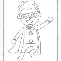 boy wearing superhero costume pdf coloring page
