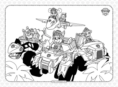 Free Paw Patrol Dino Vehicles Pdf Coloring Book