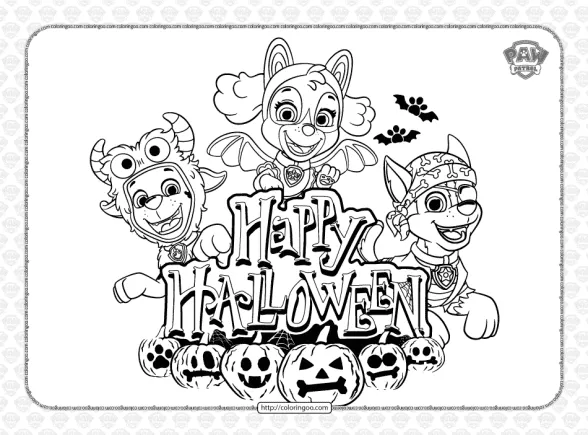 free paw patrol happy halloween pdf coloring book