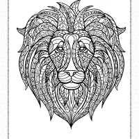 free printable lion head pdf coloring page