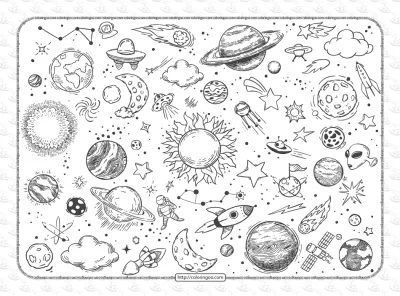 Free Printable Space Doodles Pdf Coloring Book