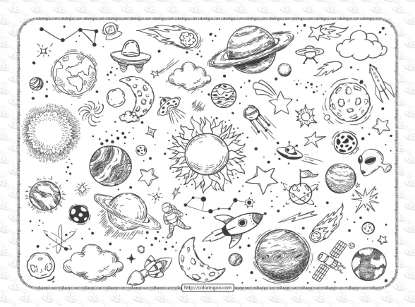Free Printable Space Doodles Pdf Coloring Book 1 free printable space doodles pdf coloring book