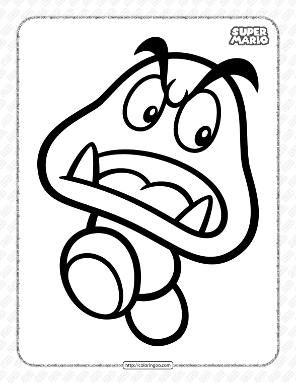 Free Printable Super Mario Goomba Coloring Page 1 free printable super mario goomba coloring page