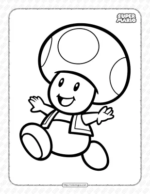 Free Printable Super Mario Toad Coloring Page