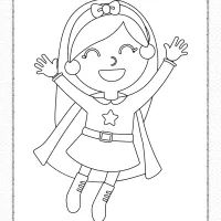 girl wearing superhero costume coloring page
