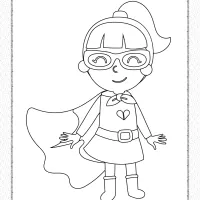girl wearing superhero costume pdf coloring page