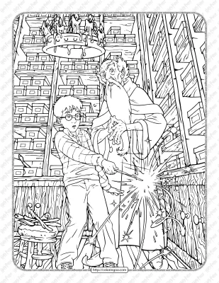 Harry Potter Gets His Wand Coloring Page