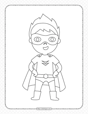 Kid Wearing Superhero Costume Pdf Coloring Page