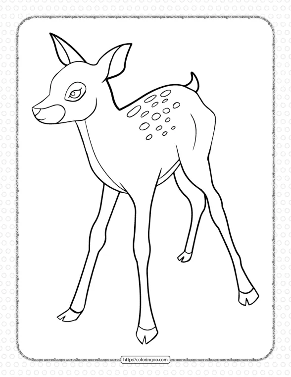 Printable Baby Deer Pdf Coloring Page 1 printable baby deer pdf coloring page