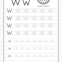 printable dotted letter w tracing pdf worksheet