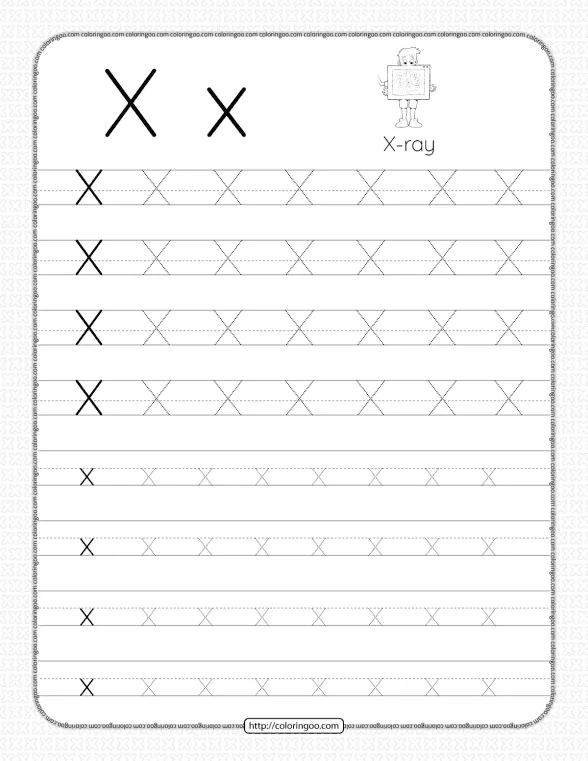 Printable Dotted Letter X Tracing Pdf Worksheet 1 printable dotted letter x tracing pdf worksheet