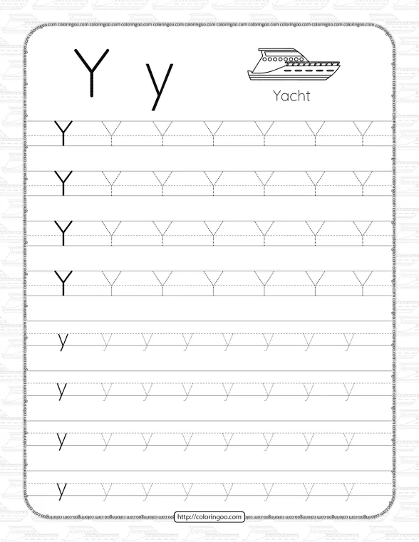 Printable Dotted Letter Y Tracing Pdf Worksheet 1 printable dotted letter y tracing pdf worksheet
