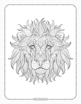 Printable Lion Head Coloring Book for Adults