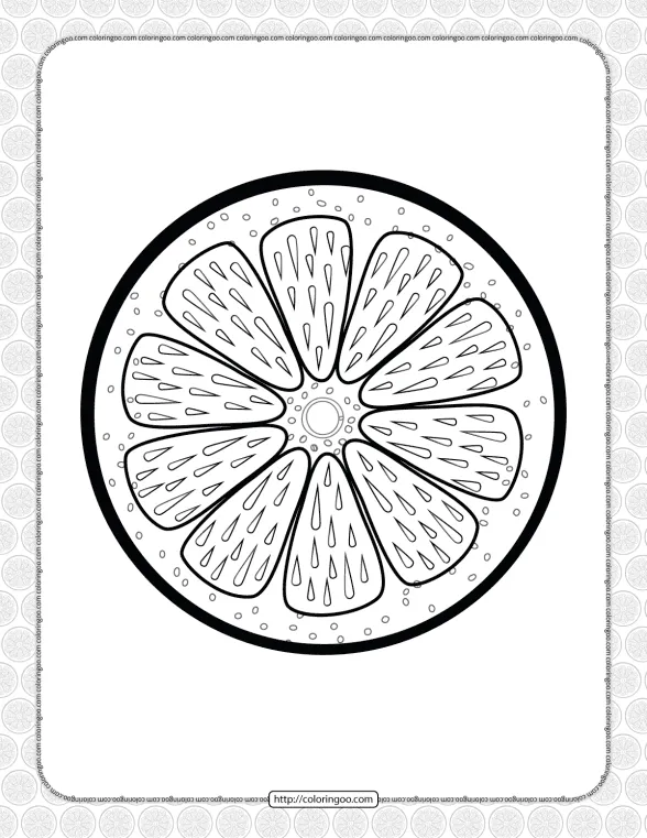 printable orange slice pdf coloring page