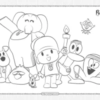 printable pocoyo and friends pdf coloring page