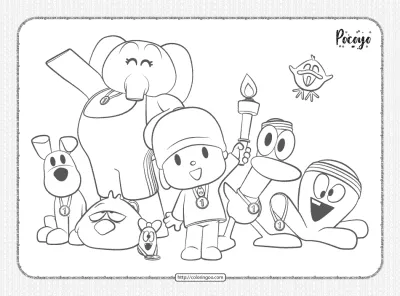 Printable Pocoyo and Friends Pdf Coloring Page