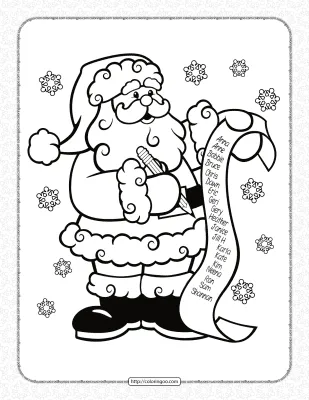 Printable Santa Claus Pdf Coloring Pages