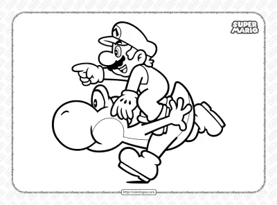 Printable Super Mario and Yoshi Pdf Coloring Book