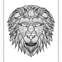 printable zentangle lion head coloring book
