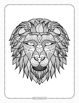 Printable Zentangle Lion Head Coloring Book