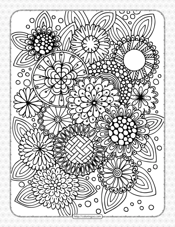 Summer Flowers Pdf Coloring Page 1 summer flowers pdf coloring page