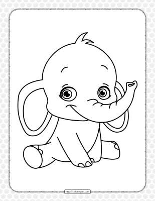 Baby Elephant Coloring Page for Kids