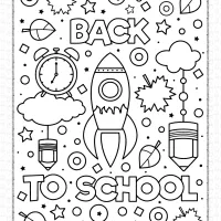 back to school rocketship coloring page