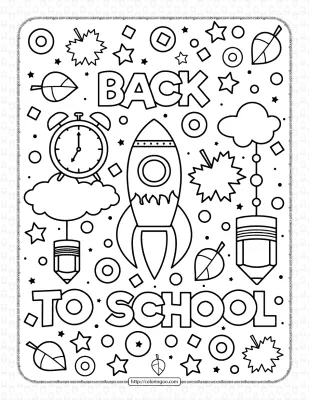 Back to School Rocketship Coloring Page