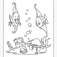 coral fish and crab coloring page