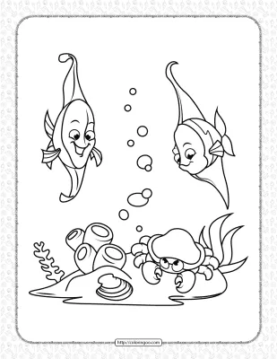 Coral Fish and Crab Coloring Page